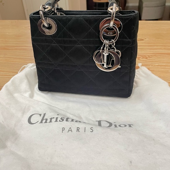 SOLD Lady Dior Mini Satin Bag Silver Hardware - Picture 8 of 13